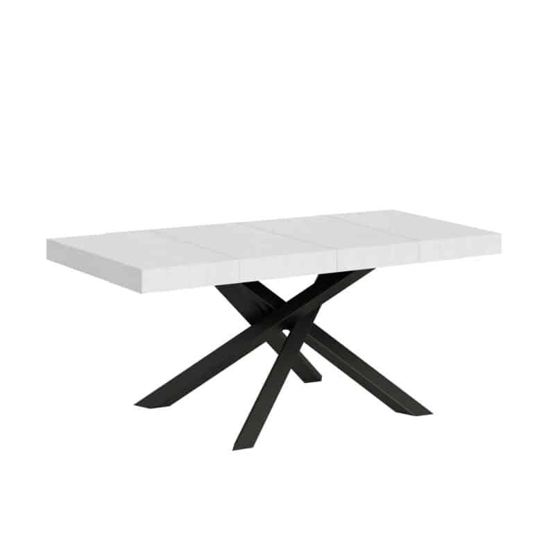Tavolo allungabile 120/224x90 cm Volantis Premium bianco frassino gambe antracite