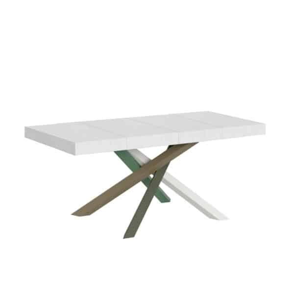 Tavolo allungabile 140/244x90 cm Volantis Premium bianco frassino gambe multicolore 4/A