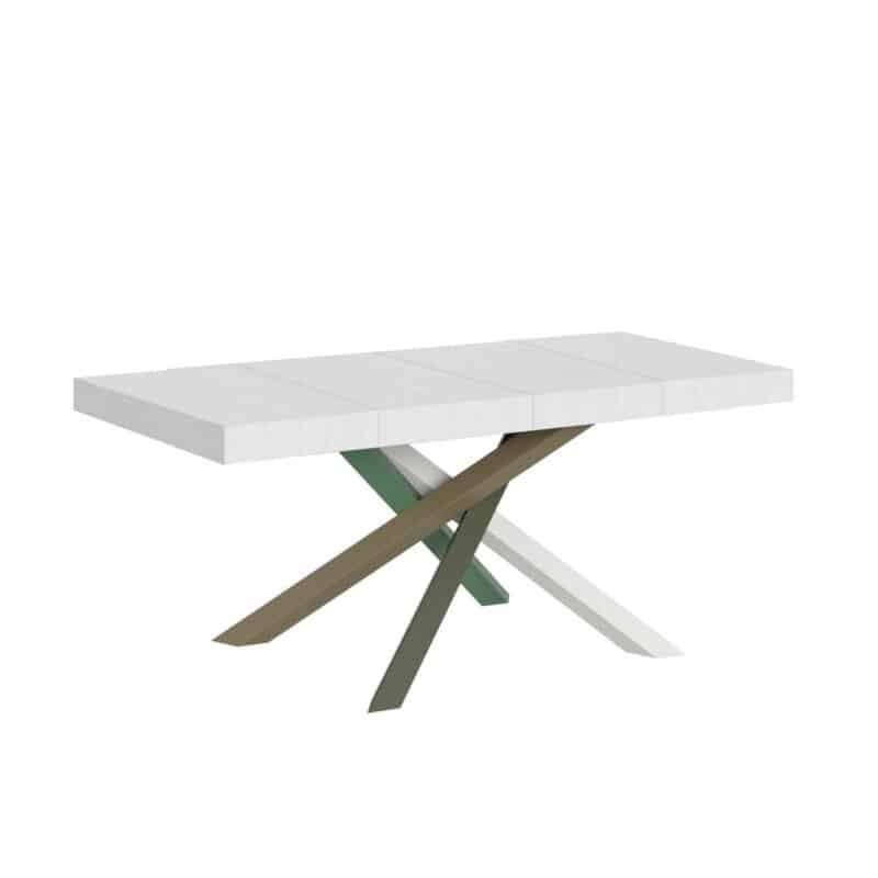 Tavolo allungabile 120/380x90 cm Volantis Premium bianco frassino gambe multicolore 4/A