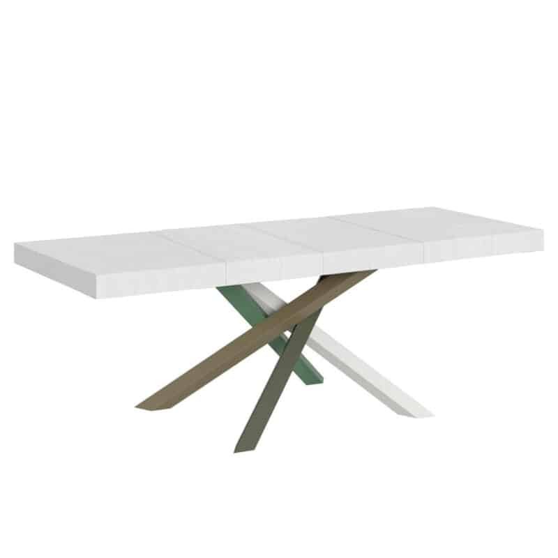 Tavolo allungabile 200/460x90 cm Volantis Premium bianco frassino gambe multicolore 4/A
