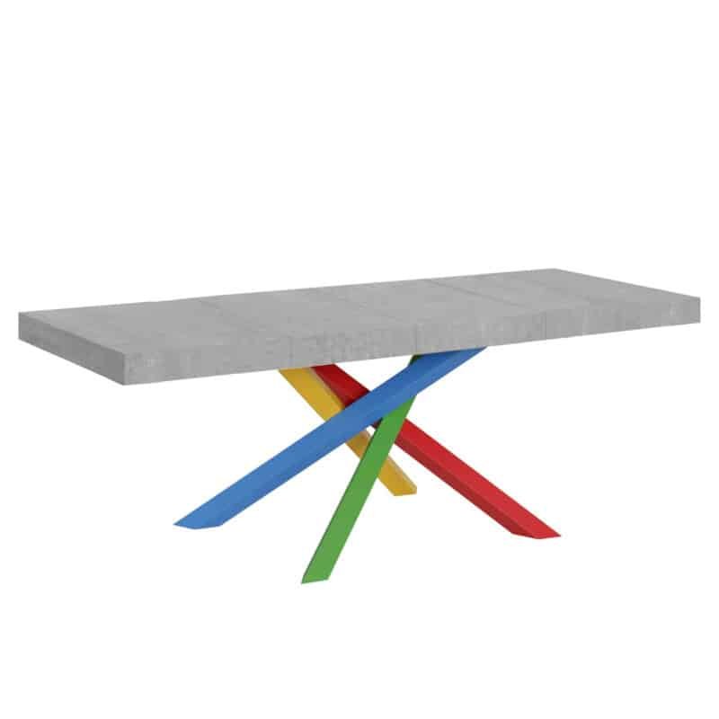 Tavolo allungabile 160/264x90 cm Volantis Premium cemento gambe multicolore 4/B