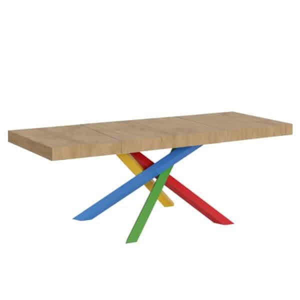 Tavolo allungabile 180/440x90 cm Volantis Premium quercia natura gambe multicolore 4/B