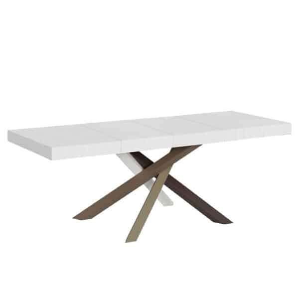 Tavolo allungabile 200/460x90 cm Volantis Premium bianco frassino gambe multicolore 4/C