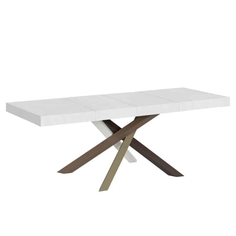 Tavolo allungabile 160/264x90 cm Volantis Premium bianco frassino gambe multicolore 4/C