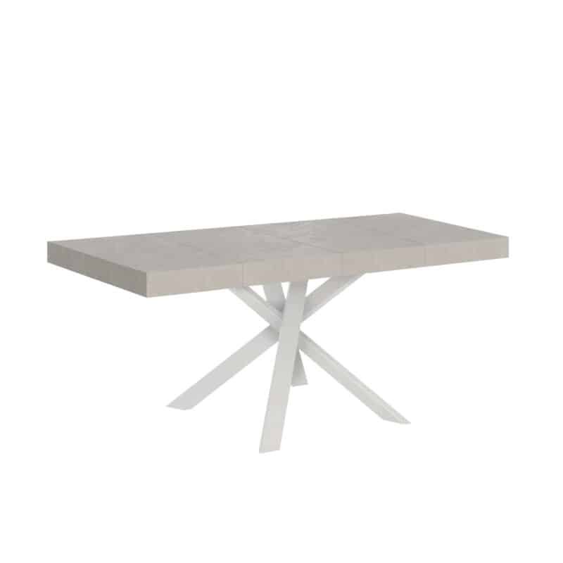 Tavolo allungabile 90/194x90 cm Clerk Premium cashmere gambe bianche