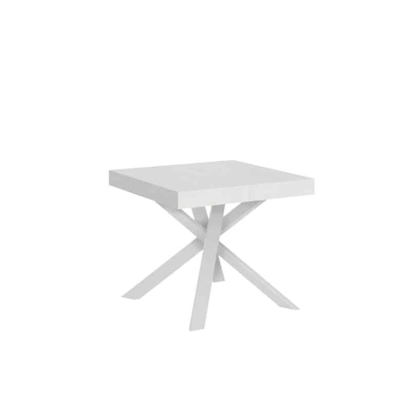 Tavolo allungabile 90/194x90 cm Clerk bianco frassino gambe bianche