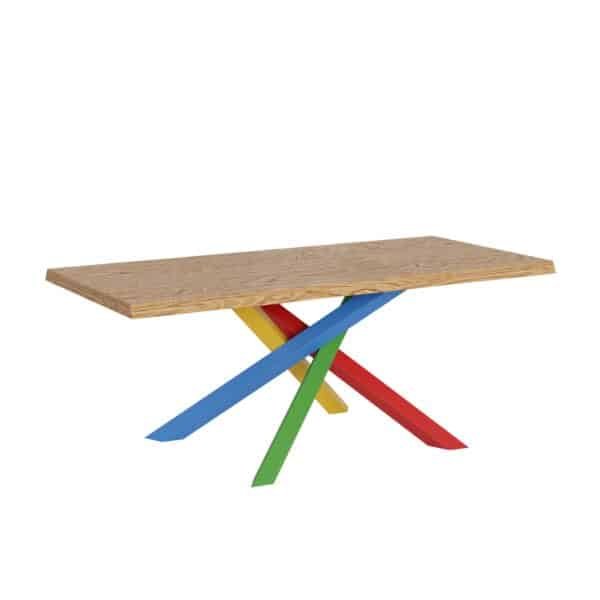 Tavolo allungabile 200/300x90 cm Versalux rovere scortecciato gambe multicolore 4/B