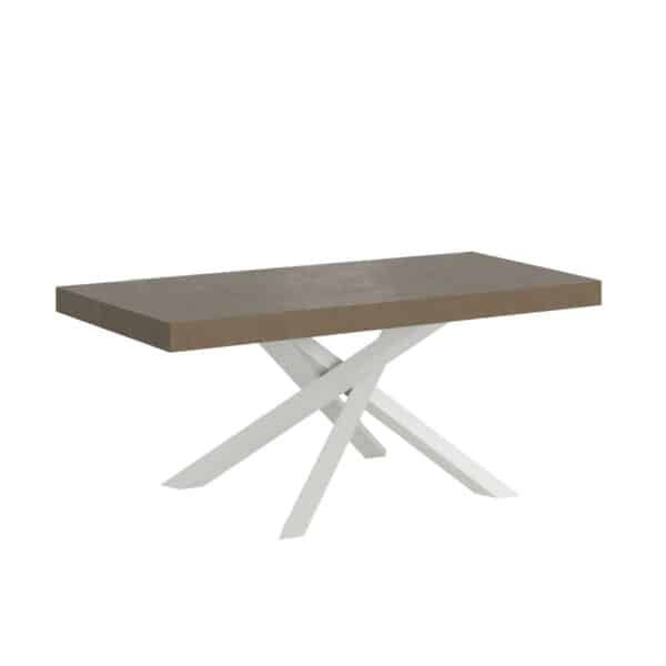 Tavolo allungabile 140/244x90 cm Volantis Premium tortora gambe bianche