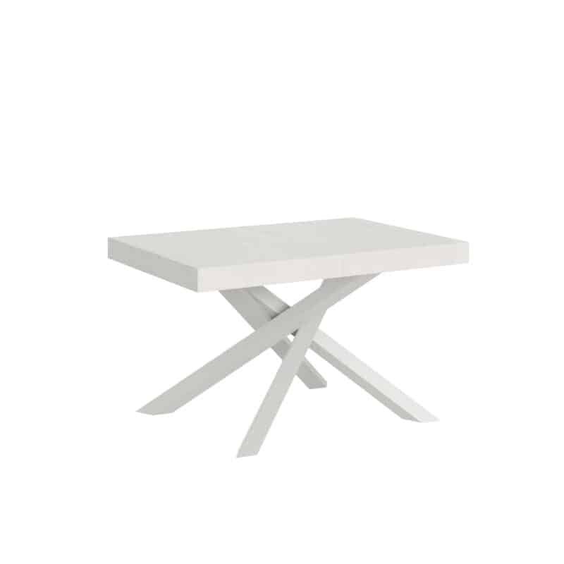 Tavolo allungabile 120/224x90 cm Volantis bianco frassino gambe bianche