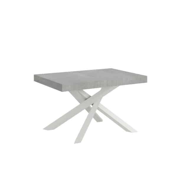 Tavolo allungabile 140/244x90 cm Volantis cemento gambe bianche
