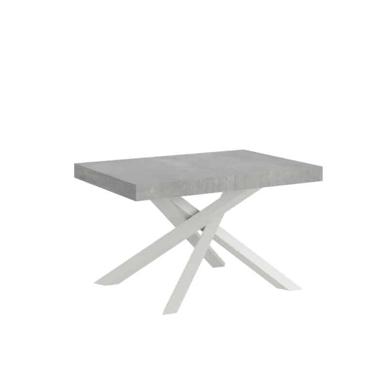 Tavolo allungabile 120/224x90 cm Volantis cemento gambe bianche