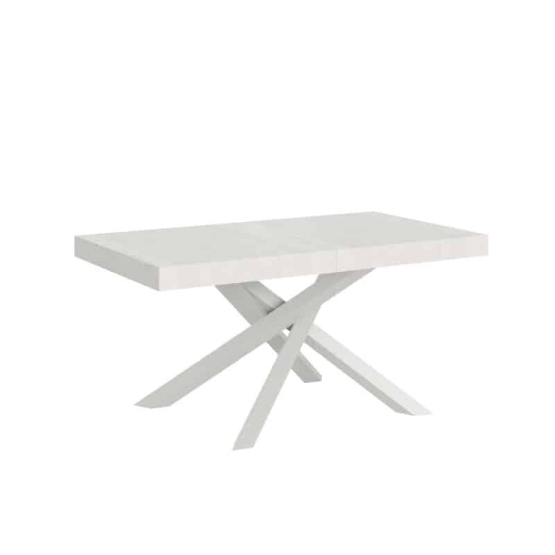 Tavolo allungabile 160/264x90 cm Volantis bianco frassino gambe bianche