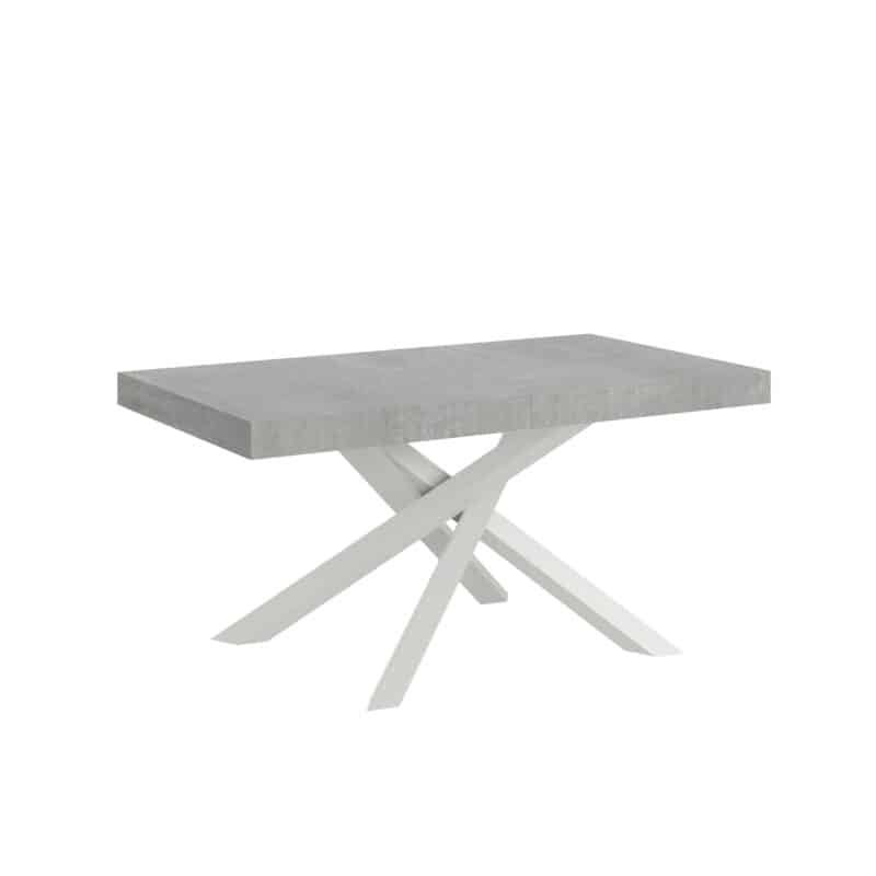 Tavolo allungabile 160/264x90 cm Volantis cemento gambe bianche