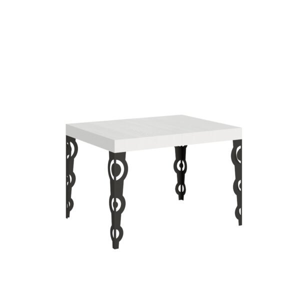 Tavolo allungabile 110/194x70 cm Karamay bianco frassino gambe antracite