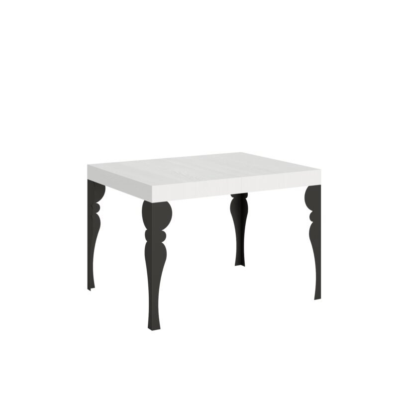 Tavolo allungabile 110/194x70 cm Paxon bianco frassino gambe antracite