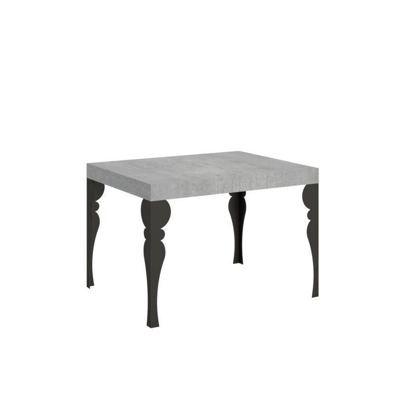 Tavolo allungabile 120/204x80 cm Paxon cemento gambe antracite