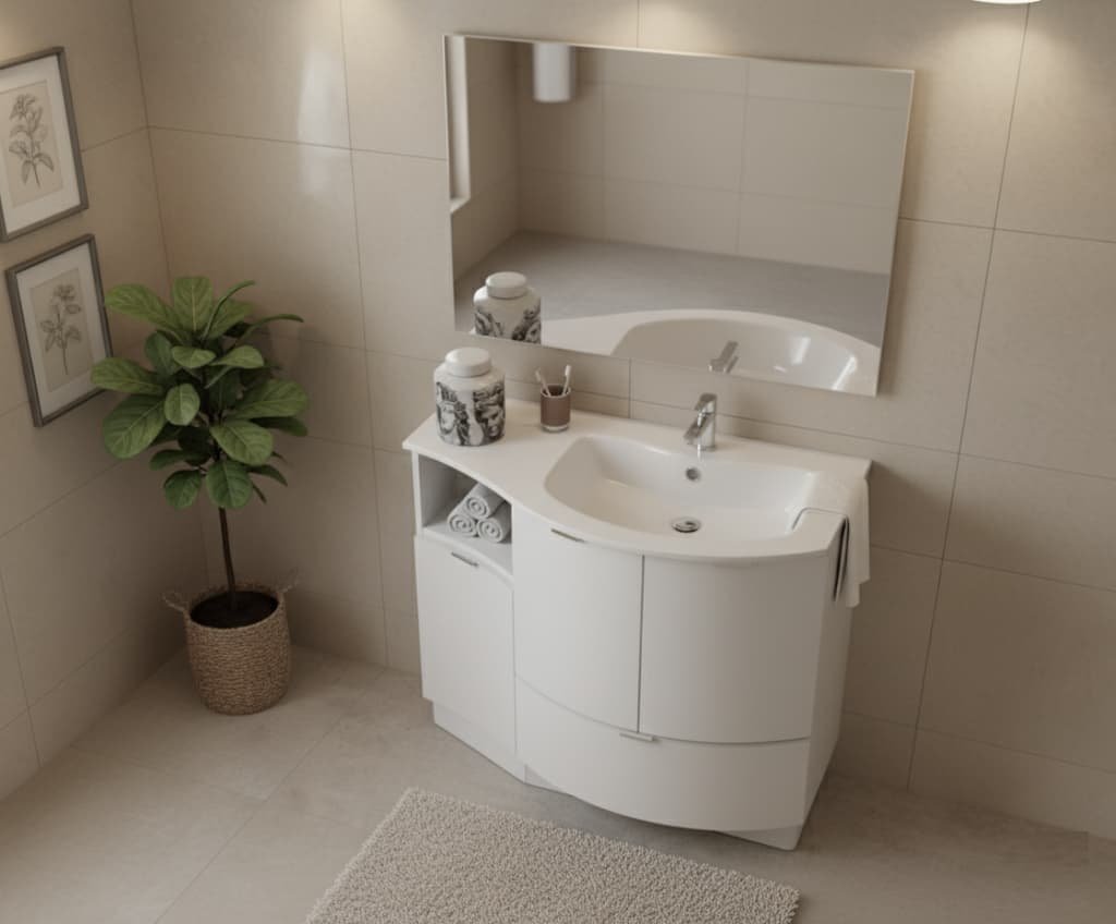 Mobile bagno curvo sospeso Compab Versus design italiano