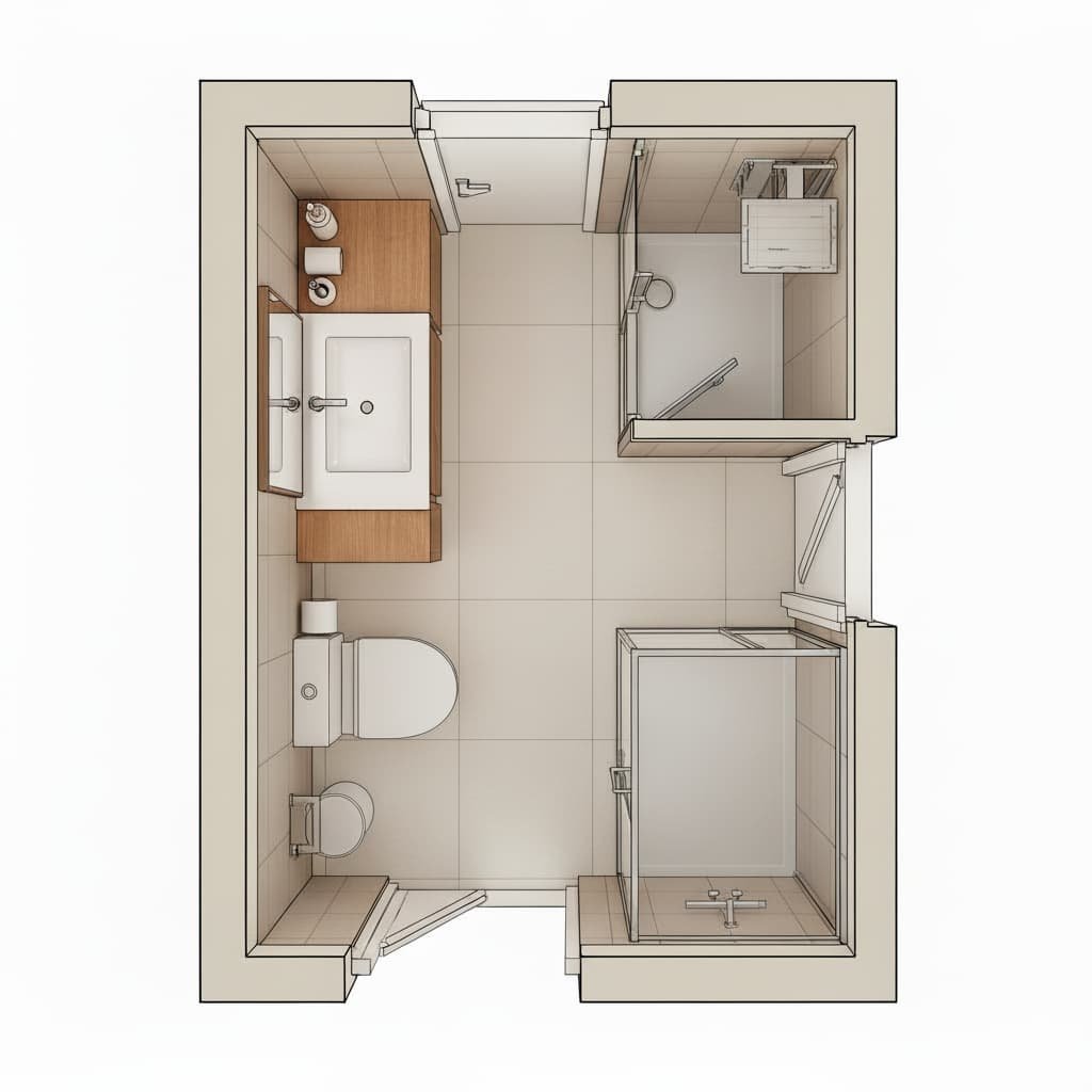 Progettazione mobile bagno su misura - layout bagno stretto