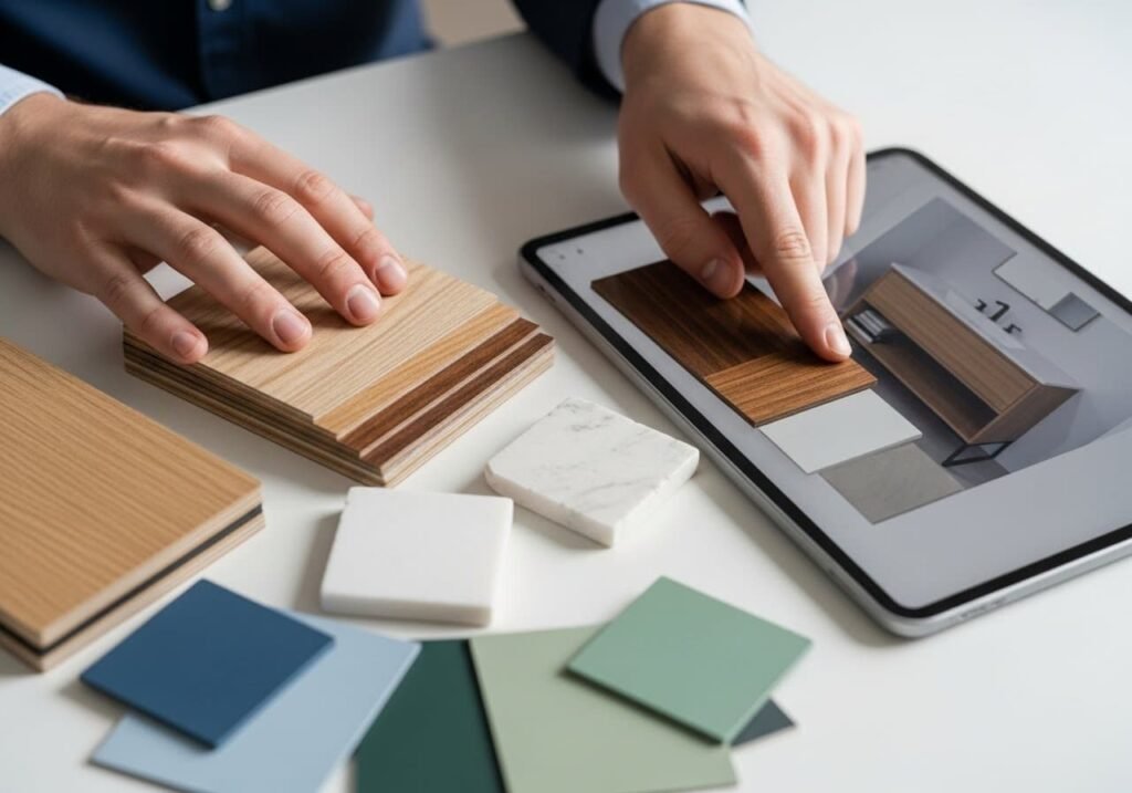 Progettazione mobile bagno su misura - selezione materiali e colori