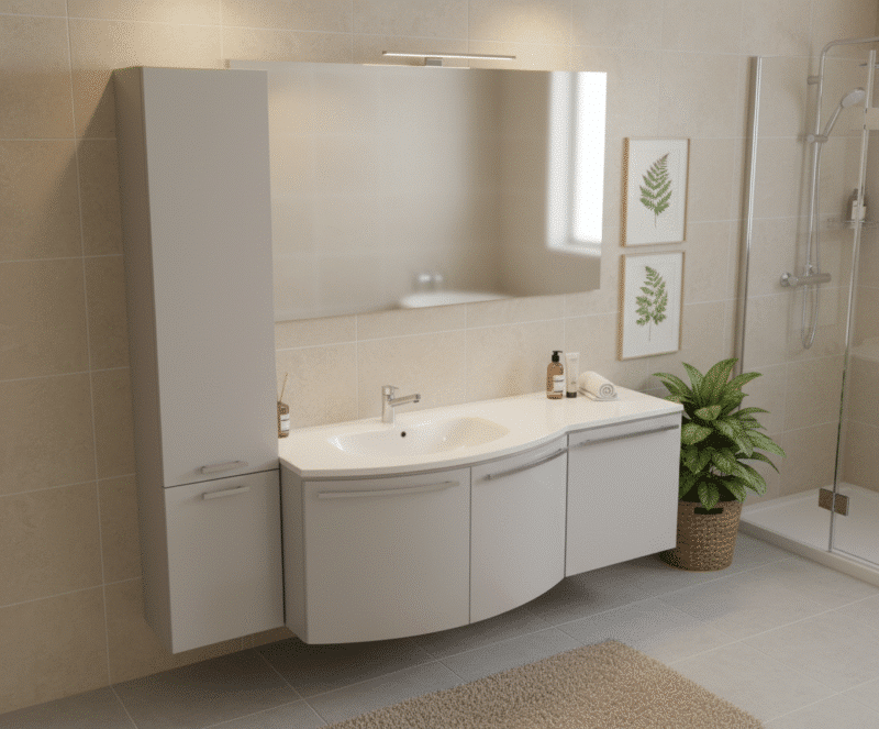 Ely - Mobile Bagno Curvo L 146+35 cm - Design Personalizzato