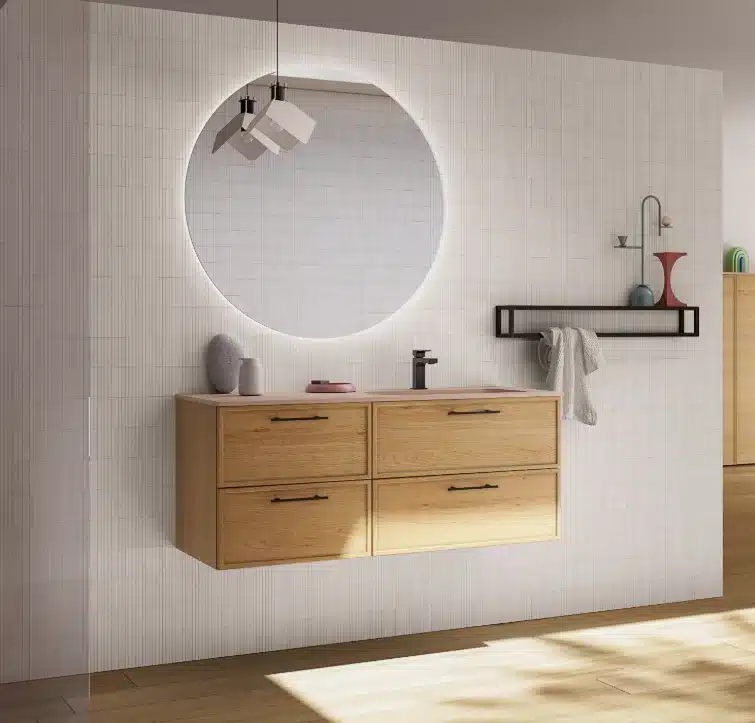 Mobile Bagno Sospeso Moderno Tabula Compab TB06 Rovere